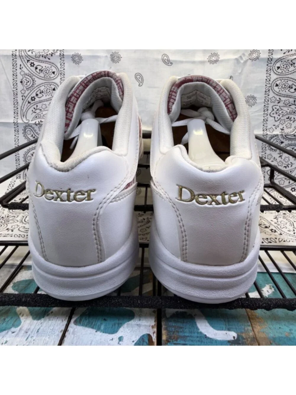 DEXTER Lori Bowling Shoes White w/ Red Lace Up B4256 Woman's Sz 10